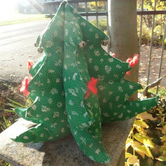 Farmhouse Christmas Tree Decoration Primitive Rustic Home Table Vtg Plush Decor - Picture 7 of 16